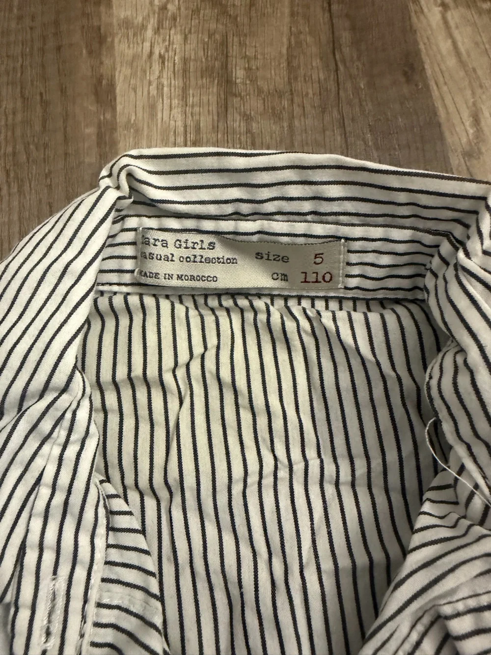 Zara White and Black Striped Button-Down Shirt with 'smile' Print